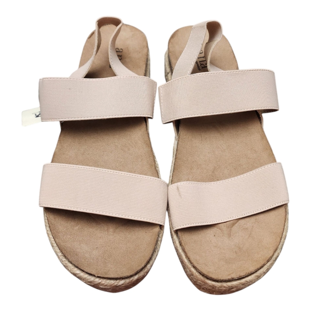ana Coy Nude/Tan A New Approach Platform Elastic Slingback Jute Sandals Size 10